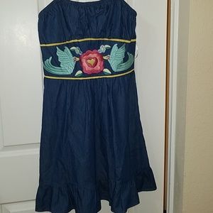 Va va voom joy han bird flower blue ruffle dress